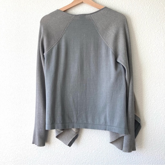 CAbi Cardigan Sweater Open Front Small Gray Cotton Ribbed Hem Minimalist - Picture 10 of 16